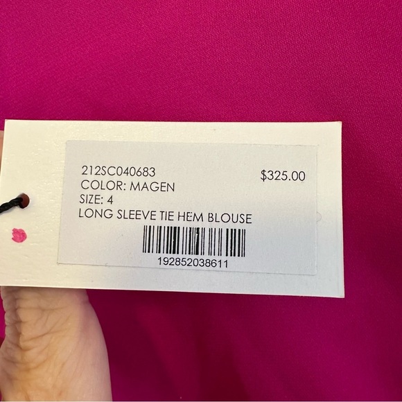 Milly Pink Silk Tie Front Long Sleeve Blouse Size 4 - Picture 5 of 6